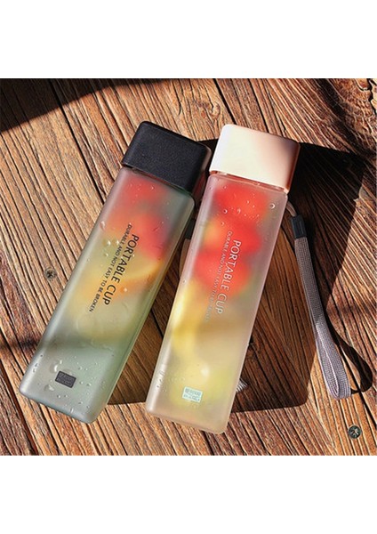 Buzlu Mavi Spor Su Şişesi Sevimli Kare Buzlu Şeffaf Süt Su Şişesi Drinkware Açık Tırmanma Turu Kamp Içme Şişeleri (Yurt Dışından)