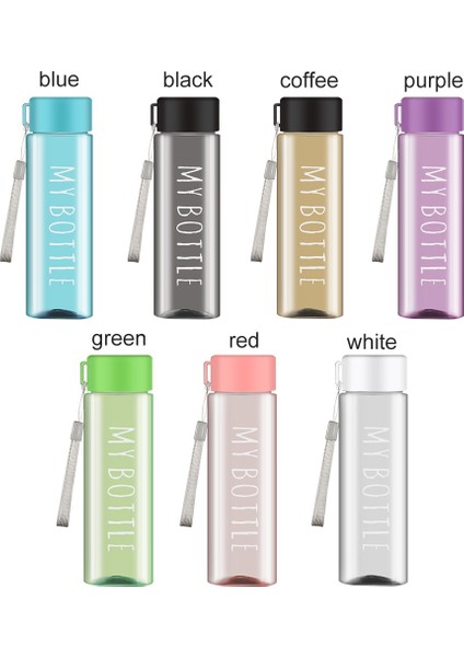 09 401-500ML Su Şişesi Şeffaf Kare Plastik Içecek Bardağı Açık Soğuk Meyve Suyu Süt Spor Şişesi Taşınabilir Halat Sızdırmaz Su Şişesi (Yurt Dışından)