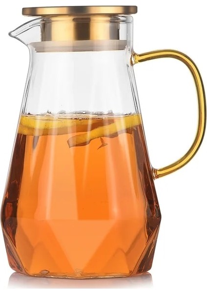 Şeffaf Su Isıtıcısı 1.4l Elmas Doku Cam Çaydanlık Seti Sıcak Soğuk Su Su Sürahisi Şeffaf Cezve Ev Su Sürahi Isıya Dayanıklı Çaydanlık (Yurt Dışından)