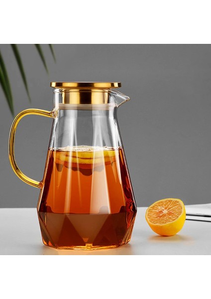 Şeffaf Su Isıtıcısı 1.4l Elmas Doku Cam Çaydanlık Seti Sıcak Soğuk Su Su Sürahisi Şeffaf Cezve Ev Su Sürahi Isıya Dayanıklı Çaydanlık (Yurt Dışından)
