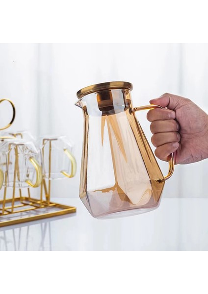 Şeffaf Su Isıtıcısı 1.4l Elmas Doku Cam Çaydanlık Seti Sıcak Soğuk Su Su Sürahisi Şeffaf Cezve Ev Su Sürahi Isıya Dayanıklı Çaydanlık (Yurt Dışından)