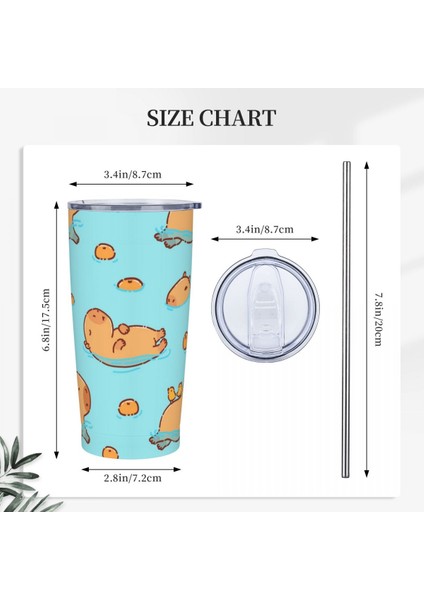 Çoklu 20 Oz Sevimli Kapibara Yüzme 20 Oz Tumbler Paslanmaz Çelik Çift Duvar Vakum Yalıtımlı Kawaii Capy Hayvan Kupa Bardak Samanlı Slayt Kapaklı (Yurt Dışından) fırsatları