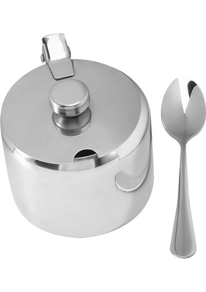 Paslanmaz Çelik Kapaklı ve Kaşıklı Şekerlik Baharat Kavanoz Baharat Kavanoz Sofra Baharat Kabı (Yurt Dışından)