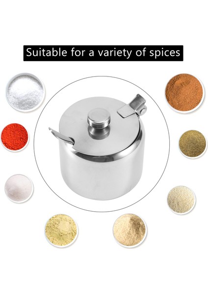 Paslanmaz Çelik Kapaklı ve Kaşıklı Şekerlik Baharat Kavanoz Baharat Kavanoz Sofra Baharat Kabı (Yurt Dışından) fırsatları