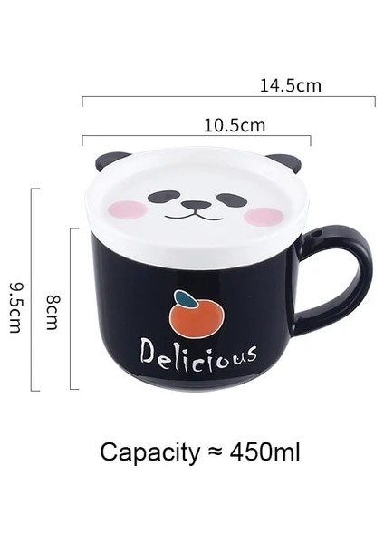 450 ml Panda 300-450 ml Seramik Sevimli Kedi Fincan Shiba Inu Kahve Fincanları Kapaklı Kupa Kişilik Hediye Ev Karikatür Kawaii Çocuk Kahvaltı Yulaf Sütü Kupalar (Yurt Dışından)