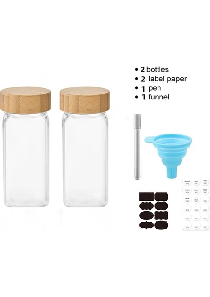 2 Adet Kavanoz Seti Cam Baharat Saklama Kavanozları Bambu Kapaklı Mutfak Tuzluk Biber Depolama Baharat Organizatör Mutfak Eşyaları Baharat Kavanoz Seti (Yurt Dışından)