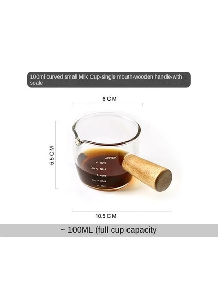 100 ml Kahve Kupa Ahşap Saplı Süt Sürahisi Mini Tabak Daldırma Sos Espresso Aracı Çıkarma Mezun Ölçüm Kabı Ölçümü (Yurt Dışından)