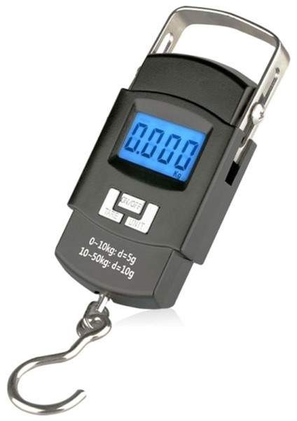 Siyah 10G-50KG 50KG Taşınabilir Elektronik Taşınabilir Bagaj Ölçeği LCD Dijital Ekran Ekspres Teslimat Ölçeği Kanca Mini Ev Ölçeği (Yurt Dışından)