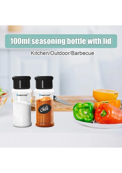 15 Adet 100ML Baharat Şişeleri Plastik Saklama Baharat Kavanozu Şeffaf Tuz Baharat Çalkalayıcı Kavanozları ve Etiket Barbekü Çeşni Mutfak Gadget Araçları (Yurt Dışından)