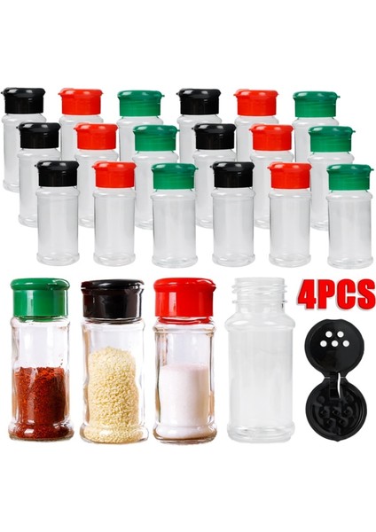 Kırmızı (4 Adet) Baharat Çalkalayıcı Şişeleri Kavanozlar Baharat Için Plastik Tuz ve Biber Çalkalayıcı Barbekü Çeşni Organizatör Araçları Mutfak Aksesuarları (Yurt Dışından)