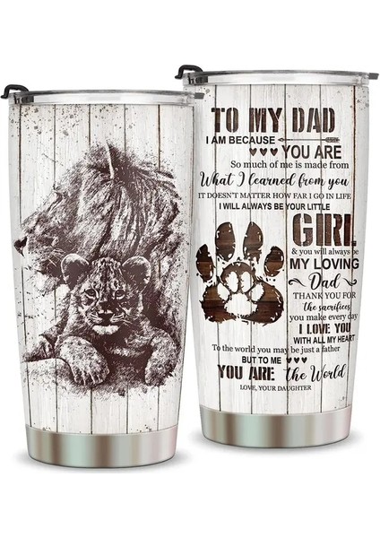 Stil Baba Için 8 Hediye - Kapaklı Baba Bardak Bardağı 20 Oz - Komik Baba Şakaları, Paslanmaz Çelik Bardak, Kız Oğlundan Doğum Günü Hediyesi (Yurt Dışından)