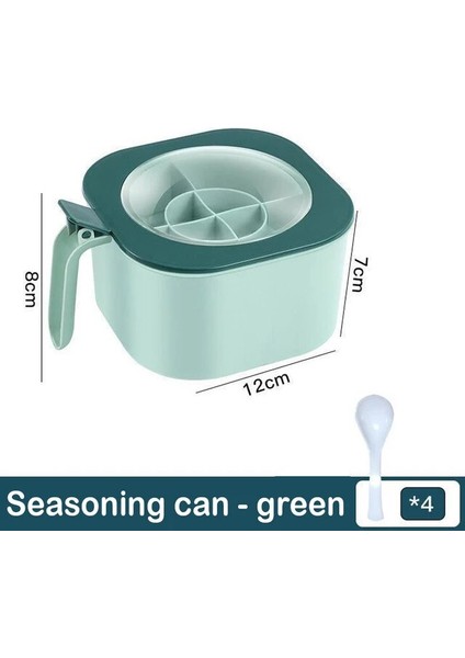 Yeşil 4 In 1 Baharat Kutusu Kaşık Baharat Kavanoz Çok Bölmeli Tuz Biber Baharat Kavanozları Tencere Mutfak Aksesuarları Çeşni Konteyner (Yurt Dışından)