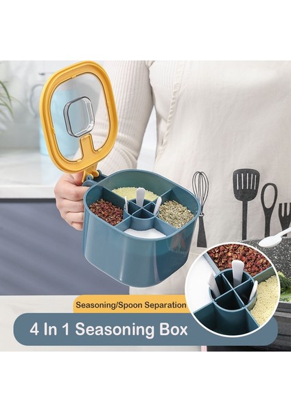 Yeşil 4 In 1 Baharat Kutusu Kaşık Baharat Kavanoz Çok Bölmeli Tuz Biber Baharat Kavanozları Tencere Mutfak Aksesuarları Çeşni Konteyner (Yurt Dışından) fiyatları