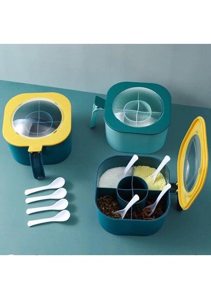 Yeşil 4 In 1 Baharat Kutusu Kaşık Baharat Kavanoz Çok Bölmeli Tuz Biber Baharat Kavanozları Tencere Mutfak Aksesuarları Çeşni Konteyner (Yurt Dışından) indirimleri