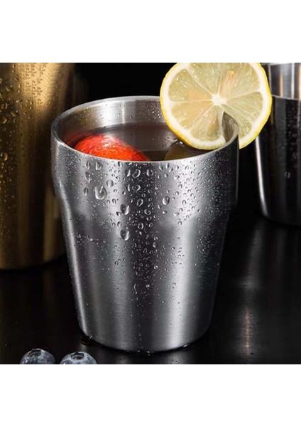 175ML 175ML/300ML Kahve Fincanı Çift Katmanlı Kaymaz Isı Yalıtımı Paslanmaz Çelik Metal Bira Bardağı Içecek Için (Yurt Dışından) fiyatları