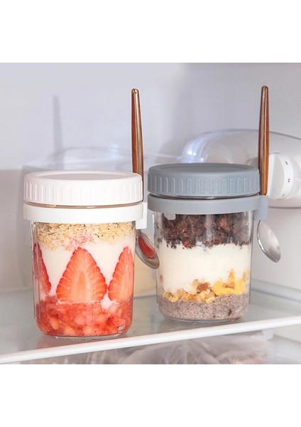 B4 350/600 ml Gecelik Yulaf Kavanoz Süt Meyve Salatası Gıda Saklama Kabı Kahvaltı Kapaklı Fincan ve Kaşık Kavanoz Mutfak Malzemeleri 1 Adet (Yurt Dışından) modelleri