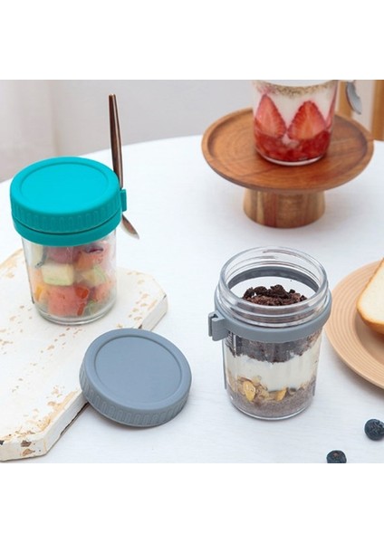 B4 350/600 ml Gecelik Yulaf Kavanoz Süt Meyve Salatası Gıda Saklama Kabı Kahvaltı Kapaklı Fincan ve Kaşık Kavanoz Mutfak Malzemeleri 1 Adet (Yurt Dışından) fırsatları