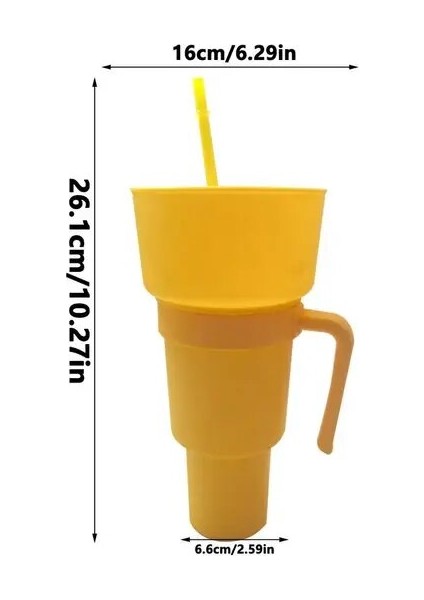 Sarı 2 In1 Aperatif Pipet Bardağı Patlamış Mısır Kovası Isıya Dayanıklı Aperatif Bardağı Seyahat Parkı Tiyatro Sineması Için Çok Fonksiyonlu Ev Aperatif Bardağı (Yurt Dışından)