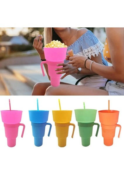 Sarı 2 In1 Aperatif Pipet Bardağı Patlamış Mısır Kovası Isıya Dayanıklı Aperatif Bardağı Seyahat Parkı Tiyatro Sineması Için Çok Fonksiyonlu Ev Aperatif Bardağı (Yurt Dışından)