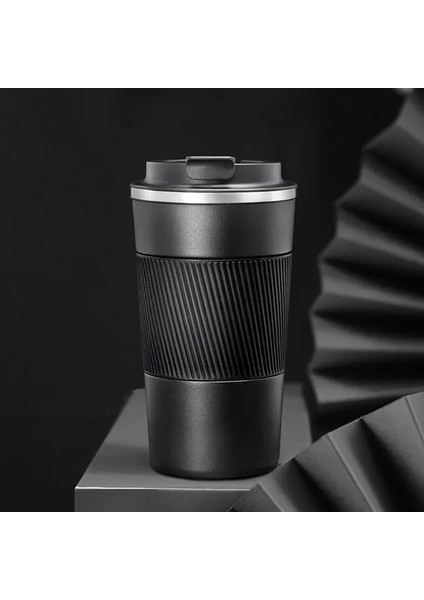 Siyah 501-600 ml Paslanmaz Çelik Kahve Fincanı Çift Katmanlı Vakum Yalıtım Fincan Ofis Kupa Açık Taşınabilir Araba Su Bardakları Moda Kupa (Yurt Dışından)