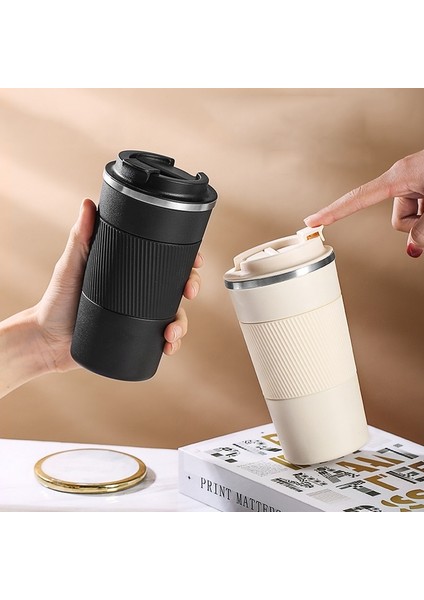 Siyah 501-600 ml Paslanmaz Çelik Kahve Fincanı Çift Katmanlı Vakum Yalıtım Fincan Ofis Kupa Açık Taşınabilir Araba Su Bardakları Moda Kupa (Yurt Dışından)
