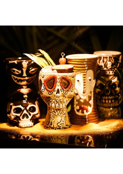 B 300-500ML Hawaii Paskalya Adası Tiki Kupalar Yaratıcı Porselen Bira Şarap Kupa Bira Şarap Kokteyl Parti Bardağı Bar Aracı Seramik Tiki Kupa 300-700ML (Yurt Dışından) indirimleri