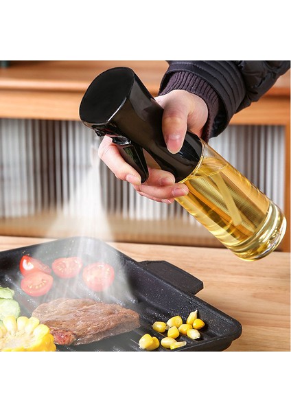Siyah Yağ Spreyi Şişesi Pişirme Mutfak Için Zeytinyağı Püskürtücü Kamp Barbekü Pişirme Sirkesi Soya Sosu Yağı Dağıtıcı Kapları 200 ml (Yurt Dışından)