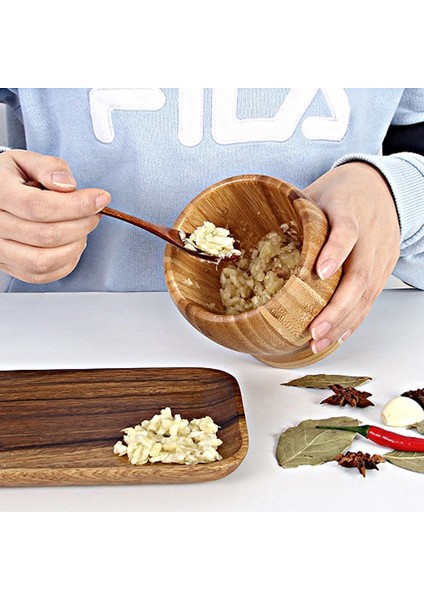 Kapaklı Bambu Sarımsak Presi Ev Kapaklı Gallipot Yaratıcı Püresi Sarımsak Öğütücü Ev Mutfak Baharat Kırma Aparatı (Yurt Dışından)