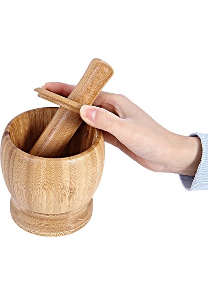 Kapaklı Bambu Sarımsak Presi Ev Kapaklı Gallipot Yaratıcı Püresi Sarımsak Öğütücü Ev Mutfak Baharat Kırma Aparatı (Yurt Dışından)