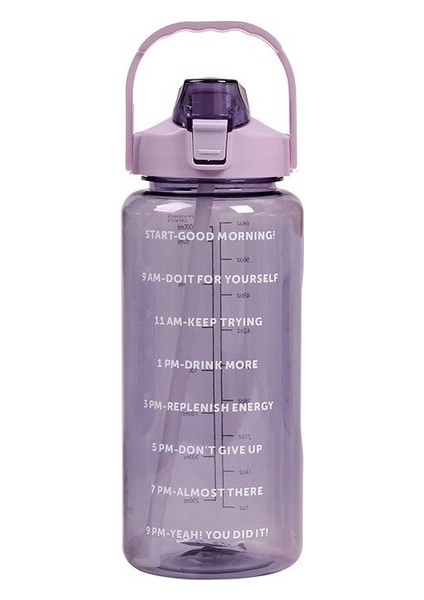 Mor-Rastgele Sticke 2 Litre Su Şişesi Motivasyon Içme Şişesi Spor Su Şişesi Zaman Işaretleyici Çıkartmalar ile Taşınabilir Yeniden Kullanılabilir Plastik Bardaklar (Yurt Dışından)