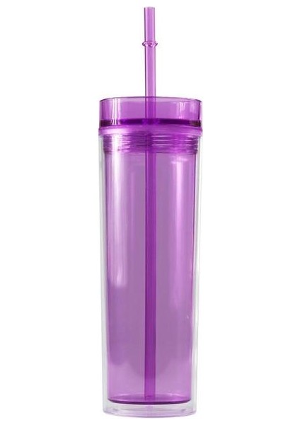 03 16OZ 16OZ Plastik Sıska Tumbler Bardaklar Çift Duvar Kapaklı ve Saman Kupa Yalıtımlı Yeniden Kullanılabilir Tumbler Şeffaf Akrilik Su Şişesi (Yurt Dışından)