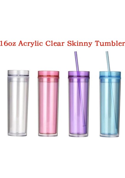 03 16OZ 16OZ Plastik Sıska Tumbler Bardaklar Çift Duvar Kapaklı ve Saman Kupa Yalıtımlı Yeniden Kullanılabilir Tumbler Şeffaf Akrilik Su Şişesi (Yurt Dışından) fiyatları