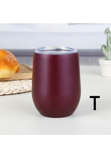 T 12OZ 12OZ Şarap Tumbler Yumurta Şekli Bira Bardağı 304 Paslanmaz Çelik Kupalar Mühürlü Kapaklı Çift Duvar Kahve Kupa (Yurt Dışından)