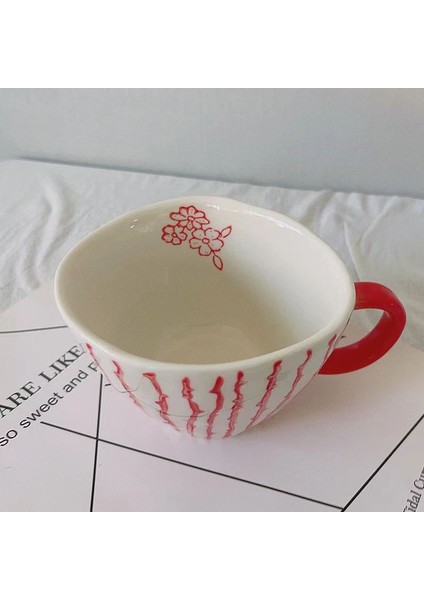 Stil 3 300-400 ml Japon Kupa Geniş Ağızlı Saplı El Boyalı Geometrik Seramik El Yapımı Düzensiz Bardak Süt Çay Yulaf Ezmesi Kahve Kupa (Yurt Dışından)