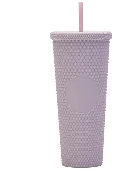Taro Mor 00 710ML 700ML 24OZ Çivili Bardak Bardak Çift Duvar Plastik Siyah Altın Yağ Kaygan Degrade Pembe Bling Çivili Pipetli Bardak (Yurt Dışından)