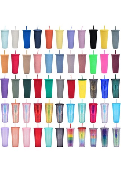 Temizle Gül 710 ml Kaliteli Mat Kaplama Çift Duvar Dıy 700 ml 710 ml 22 Oz 24 Oz Plastik Çivili Durian Kupası Pipetli Bardak Bardaklar Kendi Logo Etiketi ile (Yurt Dışından)