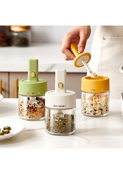 Sarı Baharat Kavanozları Geri Çekilebilir Kaşık ile Cam Baharat Kavanozları Temizle Baharat Tuz Biber Şişesi Ev Mutfak Baharat Konteyner Mutfak Aksesuarları (Yurt Dışından) fiyatları