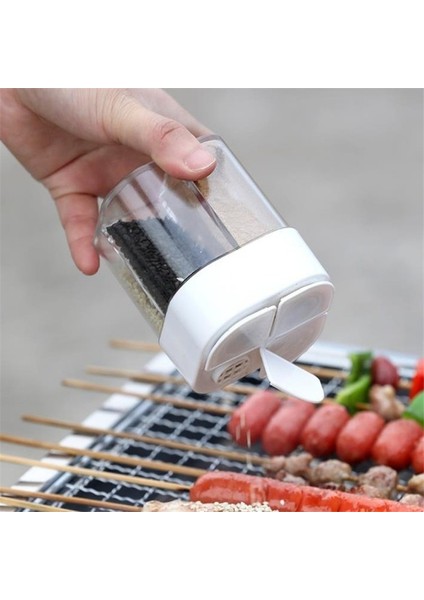 Açık Gri 4 In1 Plastik Tuz ve Biber Çalkalayıcı Şeffaf Baharatlık 4 Bölmeli Kamp Baharat Kavanoz Kapaklı Barbekü Pişirme Için 1 Adet (Yurt Dışından)