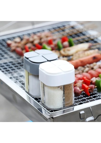 Açık Gri 4 In1 Plastik Tuz ve Biber Çalkalayıcı Şeffaf Baharatlık 4 Bölmeli Kamp Baharat Kavanoz Kapaklı Barbekü Pişirme Için 1 Adet (Yurt Dışından)