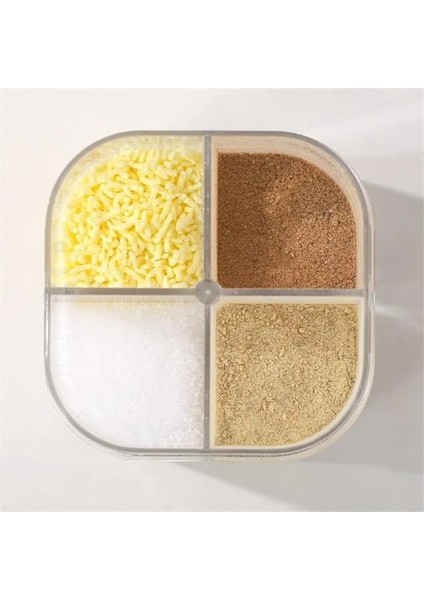 Açık Gri 4 In1 Plastik Tuz ve Biber Çalkalayıcı Şeffaf Baharatlık 4 Bölmeli Kamp Baharat Kavanoz Kapaklı Barbekü Pişirme Için 1 Adet (Yurt Dışından)