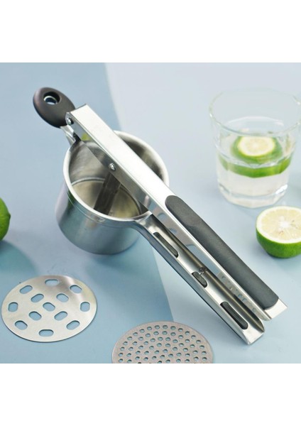 Gümüş 1 Takım Dayanıklı Patates Sıkacağı Sızdırmaz Patates Kırıcı Üniforma Filtre Delikleri Ezme Patates Püresi Yapma Sıkacağı (Yurt Dışından) fırsatları