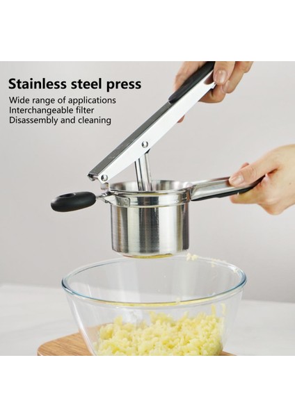 Gümüş 1 Takım Dayanıklı Patates Sıkacağı Sızdırmaz Patates Kırıcı Üniforma Filtre Delikleri Ezme Patates Püresi Yapma Sıkacağı (Yurt Dışından) indirimleri