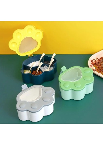 Mavi 1 Takım Baharat Kutusu Büyük Kapasiteli Sınıflandırmak Baharat Kavanoz Plastik Kedi Pençe Şekli 5 Izgaralar Çeşni Dağıtıcı Mutfak Gadget (Yurt Dışından)
