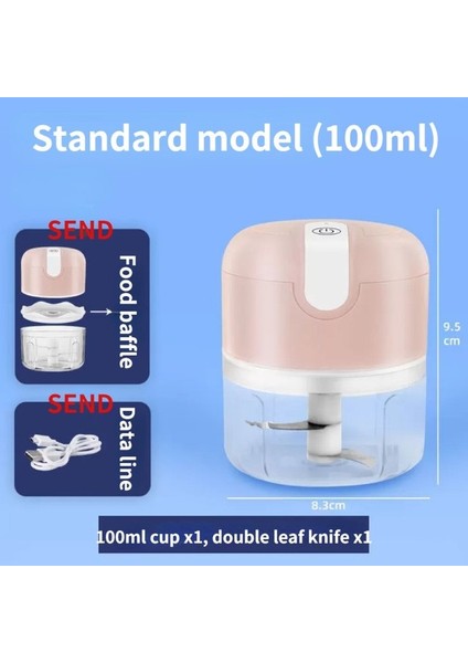 Pembe 100ML Sağlam Dayanıklı USB Kıyma Makinesi Elektrikli Sarımsak Ezici Makinesi Ezilmiş Zencefil USB Şarj Edilebilir Mutfak Robotu Basın Anahtarı (Yurt Dışından)