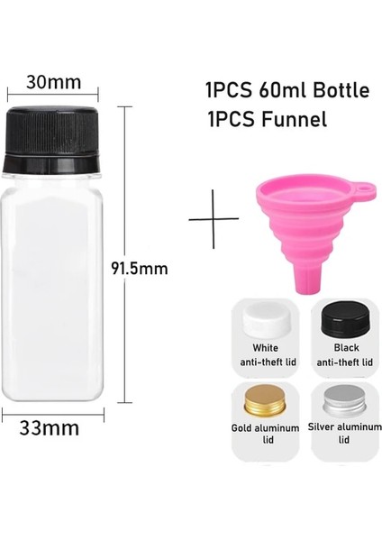 60 ml Gümüş Alüminyum Kapak 1 Adet 60-500 ml Temizle Boş Plastik Meyve Suyu Şişeleri Kapaklı W/huni Tek Kullanımlık Meyve Suyu Içecek Kabı Meyve Suyu Sıkma Smoothie Yapmak Için (Yurt Dışından)