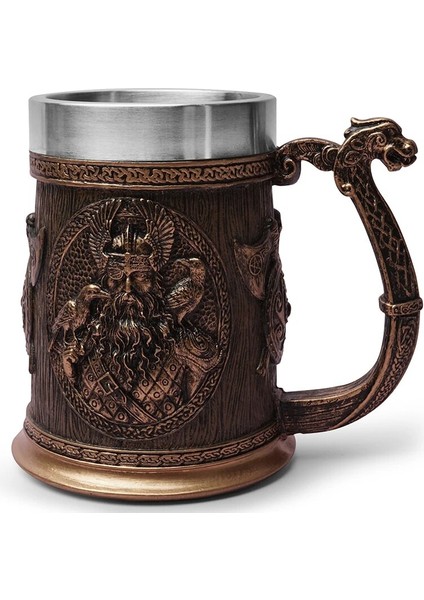 600 ml D Gösterisi Olarak Iskandinav Mitolojisinde Odin ve Thor Viking Bira Kupa Stein Tankard Paslanmaz Çelik Astar ile Iskandinav Geleneği Kahve Kupa Içecek Fincan 20O (Yurt Dışından)