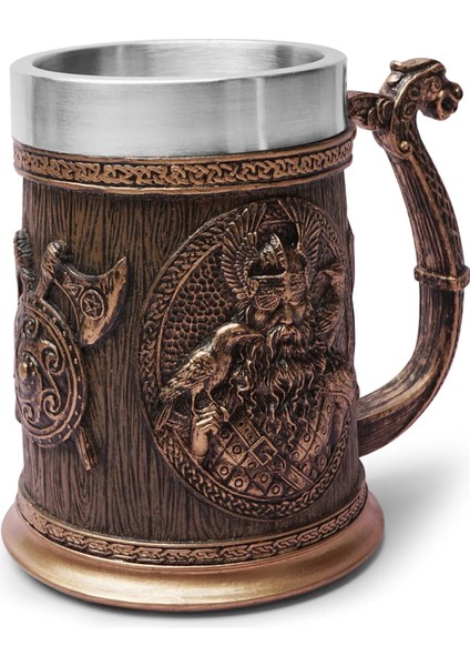 600 ml D Gösterisi Olarak Iskandinav Mitolojisinde Odin ve Thor Viking Bira Kupa Stein Tankard Paslanmaz Çelik Astar ile Iskandinav Geleneği Kahve Kupa Içecek Fincan 20O (Yurt Dışından)