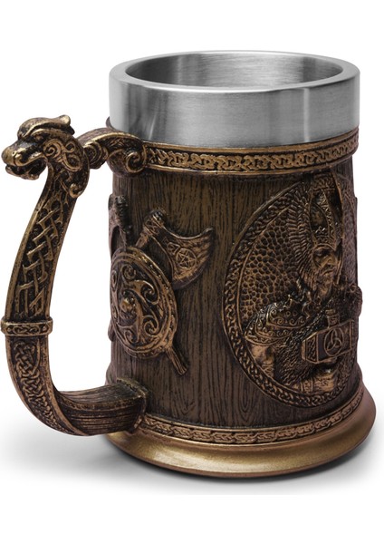 600 ml D Gösterisi Olarak Iskandinav Mitolojisinde Odin ve Thor Viking Bira Kupa Stein Tankard Paslanmaz Çelik Astar ile Iskandinav Geleneği Kahve Kupa Içecek Fincan 20O (Yurt Dışından)