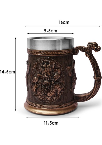 600 ml D Gösterisi Olarak Iskandinav Mitolojisinde Odin ve Thor Viking Bira Kupa Stein Tankard Paslanmaz Çelik Astar ile Iskandinav Geleneği Kahve Kupa Içecek Fincan 20O (Yurt Dışından)