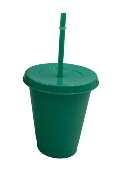 Yeşil S Pipet Şişesi Şenlikli Bulaşık Makinesinde Yıkanabilir Taşınabilir Sabit Halka Pipetli Şişe Düz Renk Içme Bardak Kapaklı (Yurt Dışından)